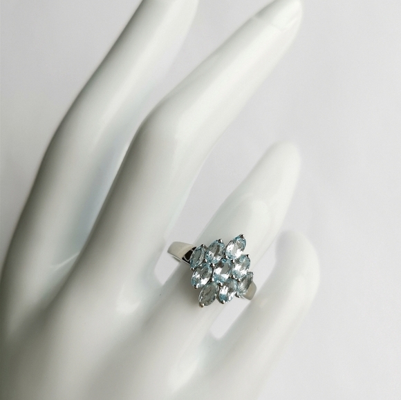 Brazilian Blue Topaz Ring Sterling Silver Size 7.25 ๐ - Picture 7 of 12